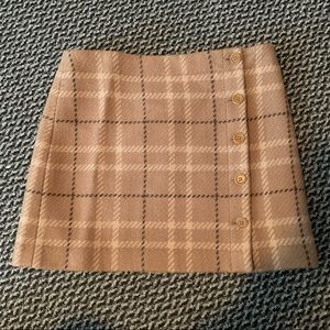 J Crew Tan Plaid mini skirt wool blend 6